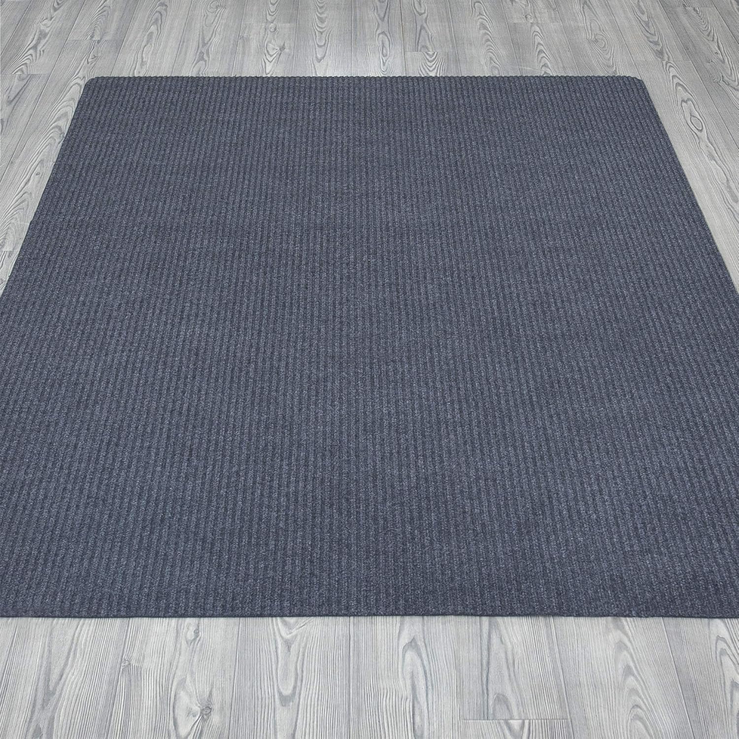 Ottomanson 5' x 6'6" Mud Mat Area Rug Scraper Carpet - Non-Slip, Dirt Trapping for Indoor & Outdoor Use - Ideal for Entryway, Garage, Kitchen, Patio & High-Traffic Areas, Gray