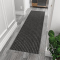 Ottomanson 2' x 8' Hallway Runner with Scraper Pile Extra Durable Non-Slip Rug Mat for Indoor & Outdoor Use - Ideal for Kitchen, Entryway, Patio & Garage - High-Traffic Carpet, Black