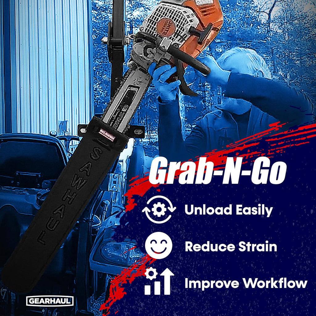 SawHaul Snap-Lok Universal Chainsaw Carrier Kit for Tractors and Skid Steers – 20 Inch Black Scabbard with Rotating Mount – Compatible with All Chainsaw Brands – Made in USA