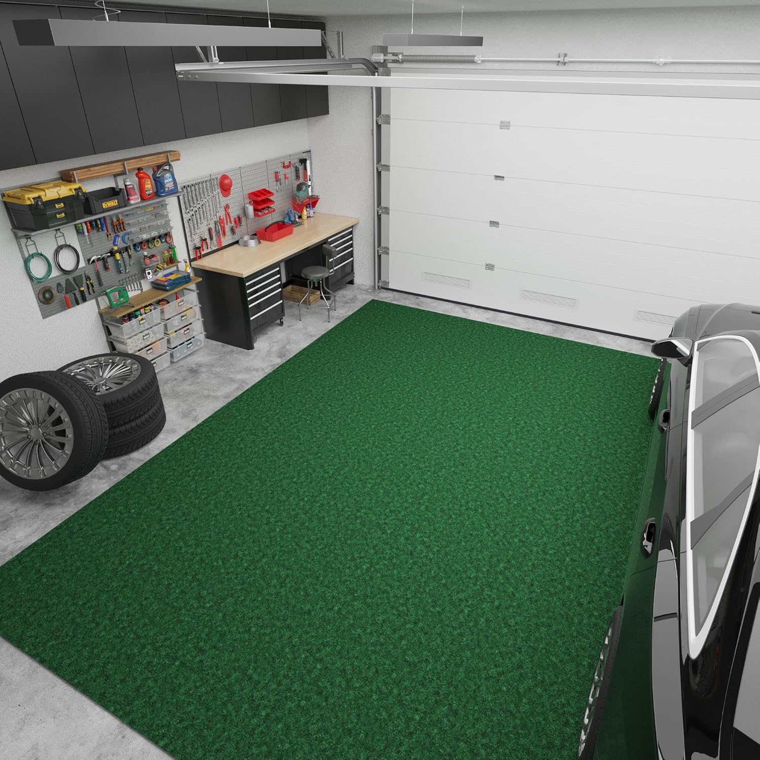 Ottomanson 6'6" x 14' Hallway Runner with Scraper Pile - Extra Durable Non-Slip Rug Mat for Indoor & Outdoor Use - Ideal for Kitchen, Entryway & Garage - High-Traffic Carpet, Green