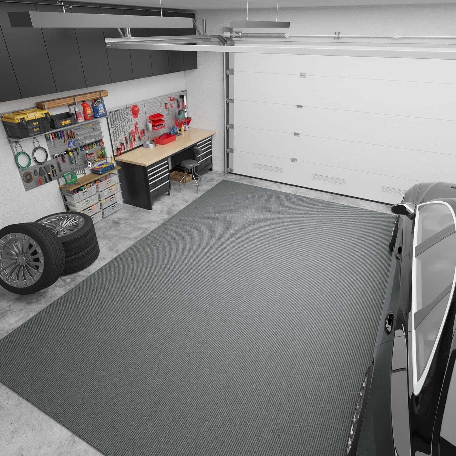 Ottomanson 6'6" x 40' Hallway Runner with Scraper Pile - Extra Durable Non-Slip Rug Mat for Indoor & Outdoor Use - Ideal for Kitchen, Entryway & Garage - High-Traffic Carpet, Gray