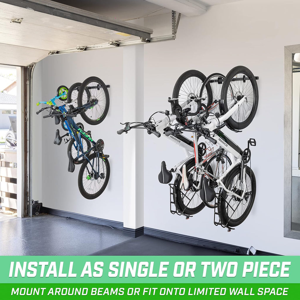 GoSports 6 ft Wall Mounted Bike Rack for Garage - Vertical Storage for 4 to 6 Bicycles