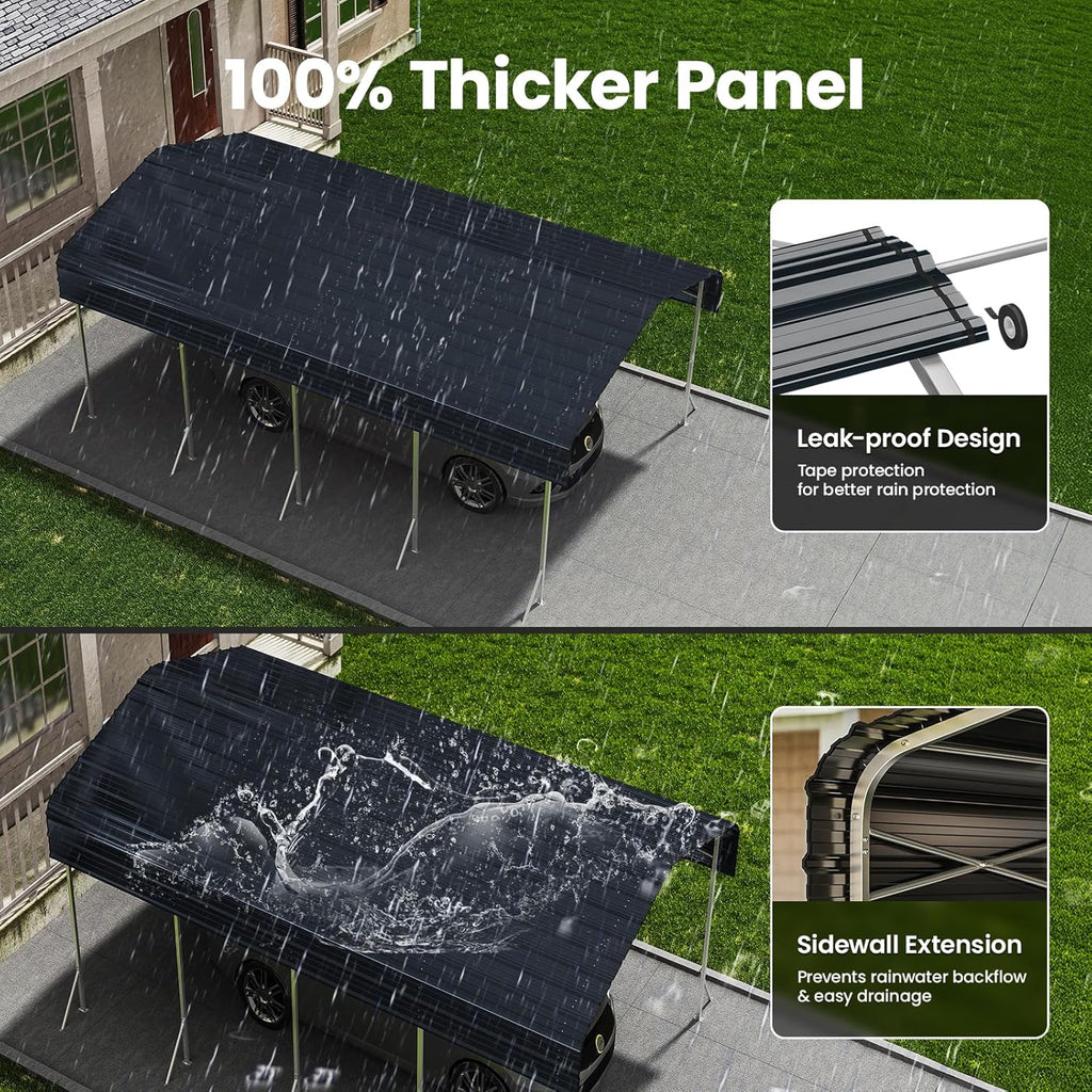 Heavy Duty Metal Carport – Sturdy Structure, All-Weather Protection, Easy Assembly for Cars, Trucks, Boats, Tractors, and Outdoor Storage (Gray, 12X20 FT)