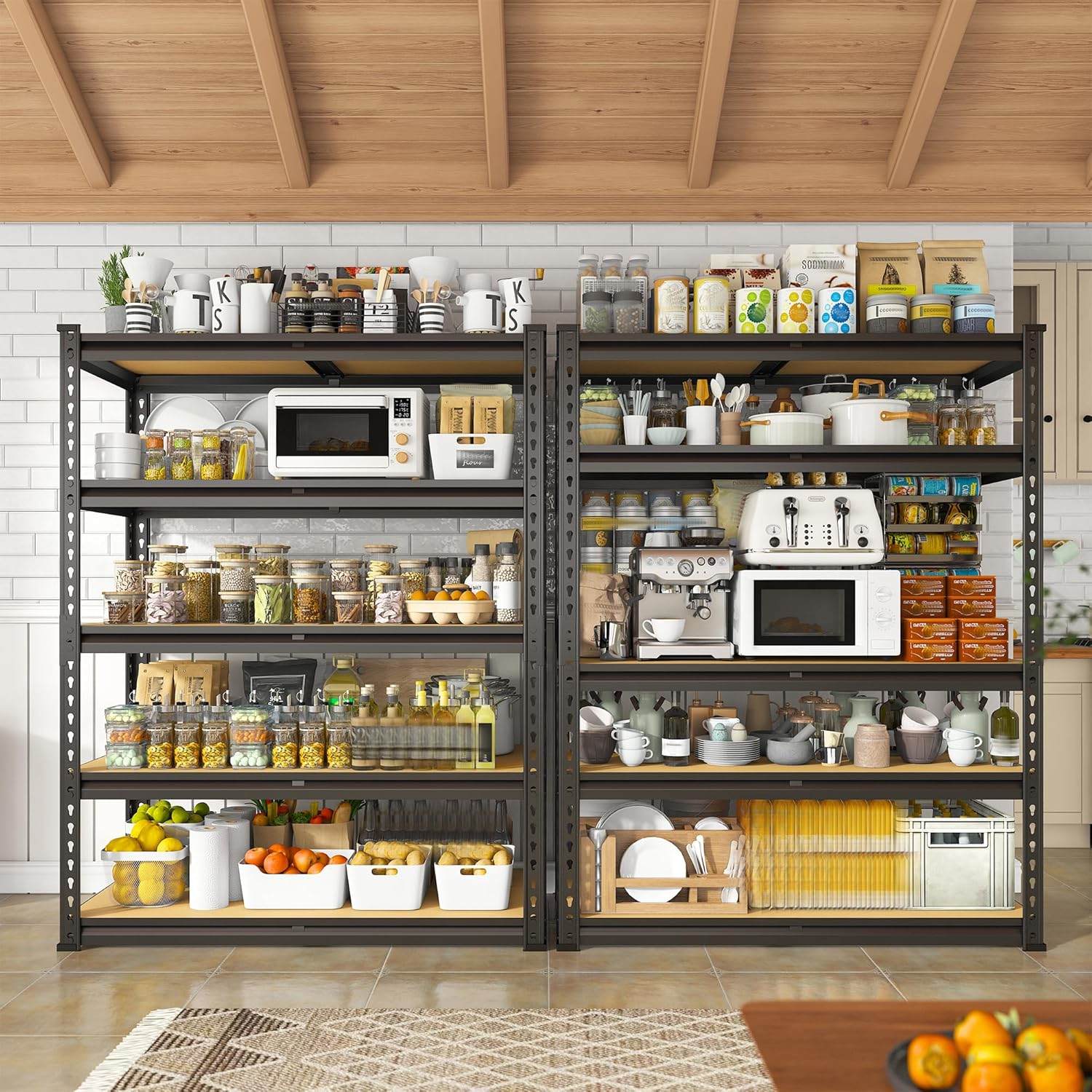 REIBII 2000LBS Garage Shelving Heavy Duty Storage Shelves 72" H Metal Shelving for Garage Shelves Adjustable Metal Shelf for Basement Pantry 35.5" W x 72" H x 15.8" D