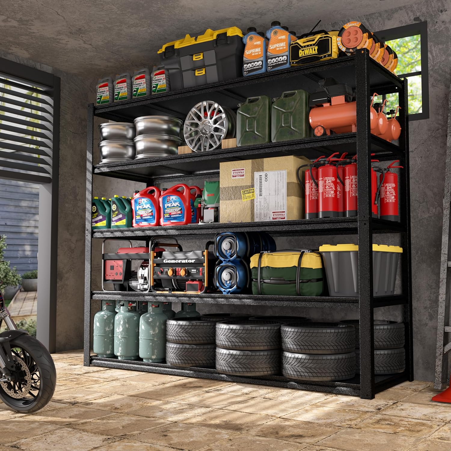 MUPATER 72" H x 48" W x 18" D Metal Storage Shelves, 5 Tier Shelves and Adjustable Shelves, Garage Shelving Unit, Standing Utility Shelf Racks for Garage Warehouse Kitchen