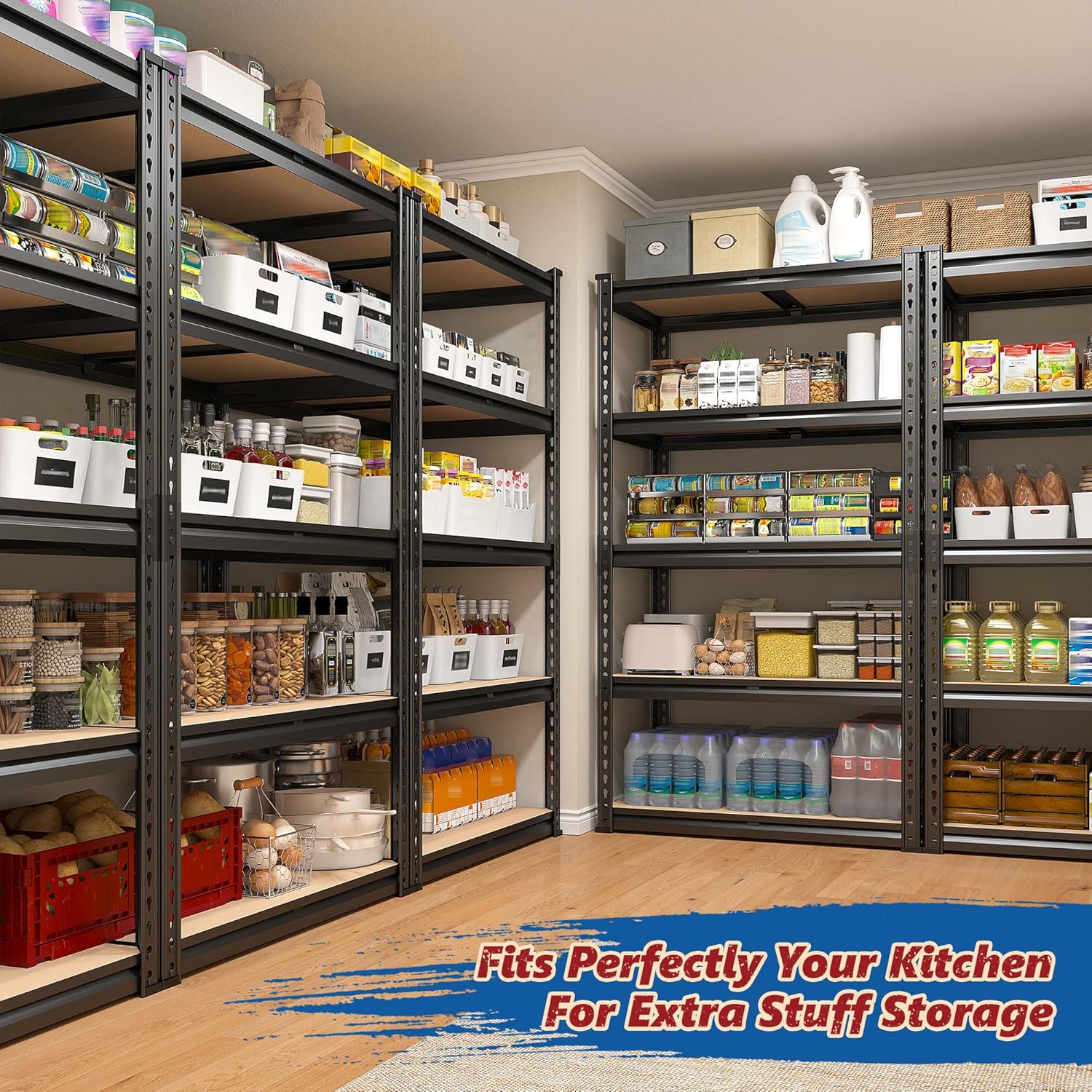 REIBII Storage Shelves 1600LBS Garage Shelving Heavy Duty Metal Shelving 5 Tier Garage Shelves Adjustable Metal Shelf for Kitchen Basement Pantry Warehouse 28.2" W x 11.8" D x 59.9" H