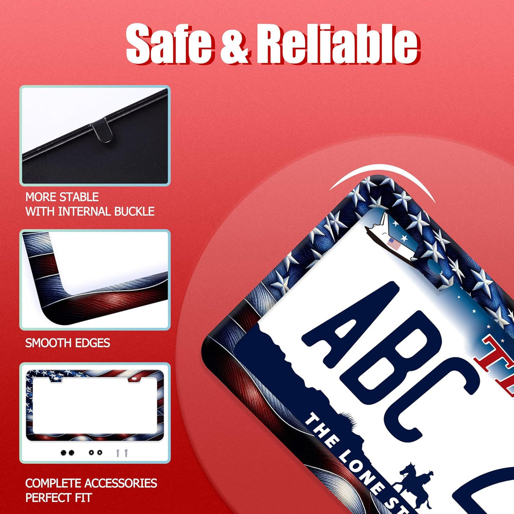 Vintage American Flag License Plate Frame Patriotic License Plate Holder Cars Decoration Funny Auto Accessories for Men Women 6x12 Inch