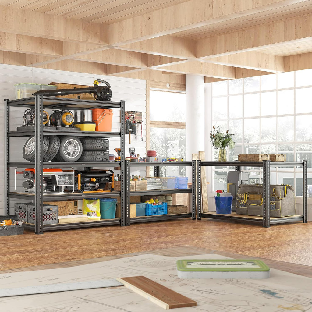 REIBII 72.05" H Storage Shelves 2300LBS Garage Shelving Heavy Duty Metal Shelving 5 Tier Garage Shelves Adjustable Metal Shelf for Kitchen Basement Pantry 35.45" W x 17.72" D x 72.05" H