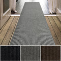 iCustomRug Spartan Weather Warrior Indoor/Outdoor Utility Ribbed Carpet Runner with Non-Slip Thermoplastic Rubber Backing, 3ft X 74ft in Grey