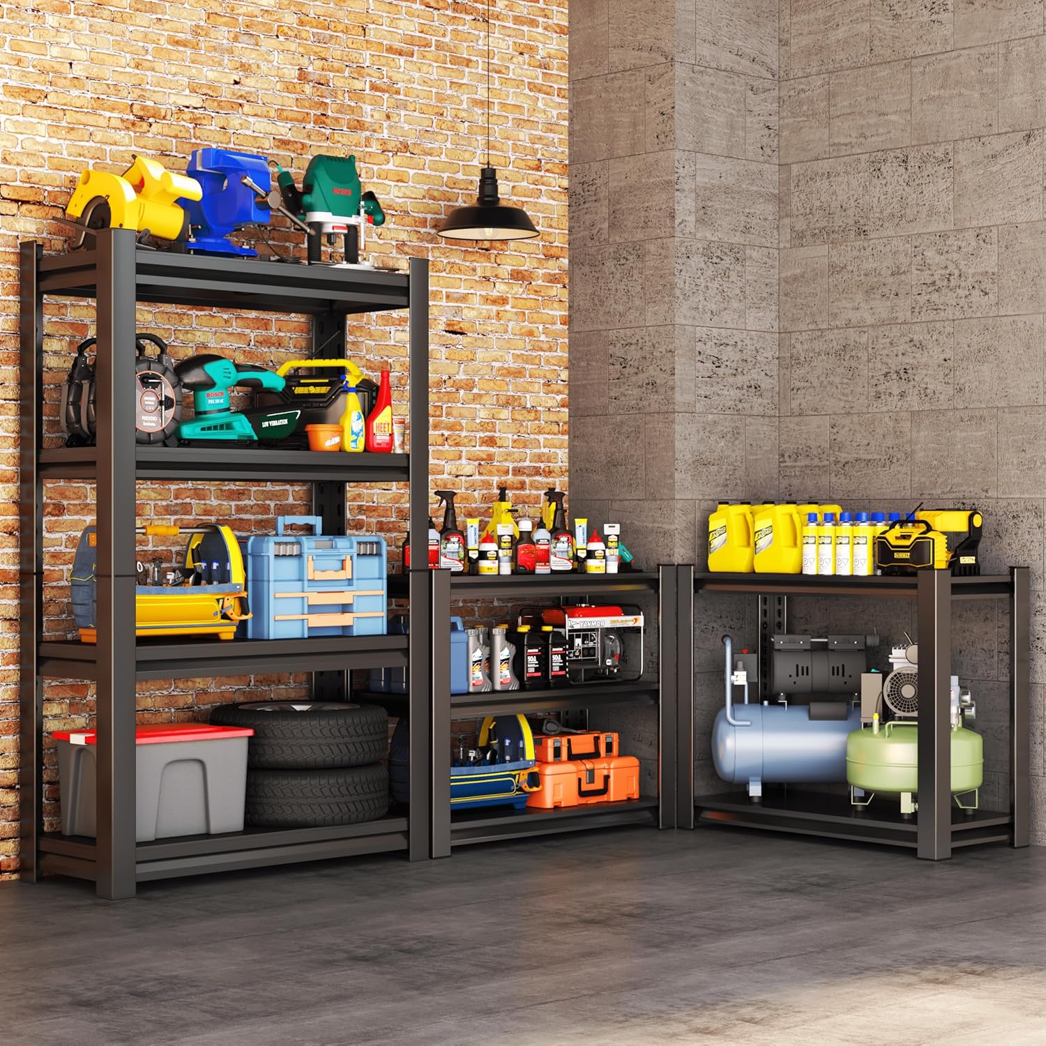Metal Garage Shelving Unit, Heavy Duty Adjustable Storage Rack, Steel Shelving,2000 lbs Capacity, Industrial Shelves for Heavy Tools and Equipment (4-Tier 54" H x 36" W x 16" D)