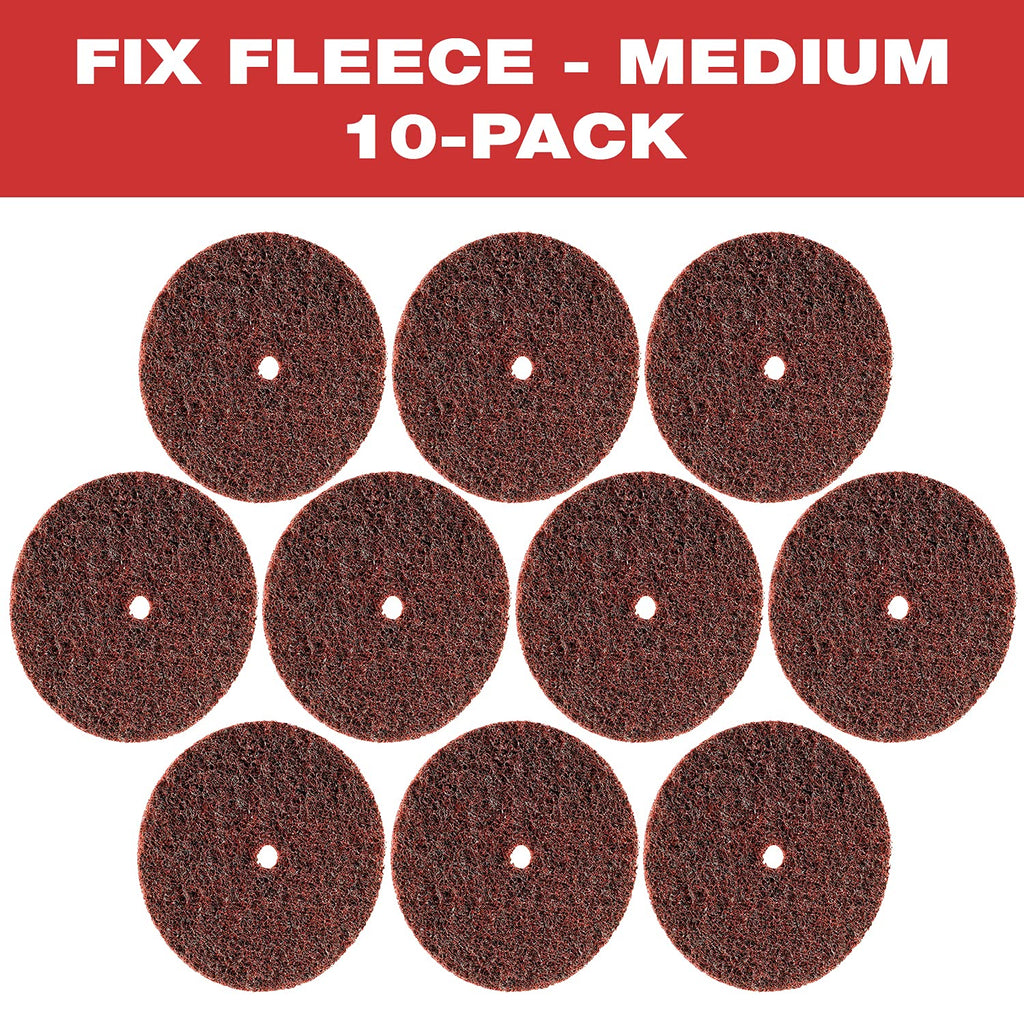CS Unitec 80616 FIX Fleece (Nonwoven) Disc for The FIX Hook and Loop System, 4-1/2" Diameter, Medium (Red) (Pack of 10)