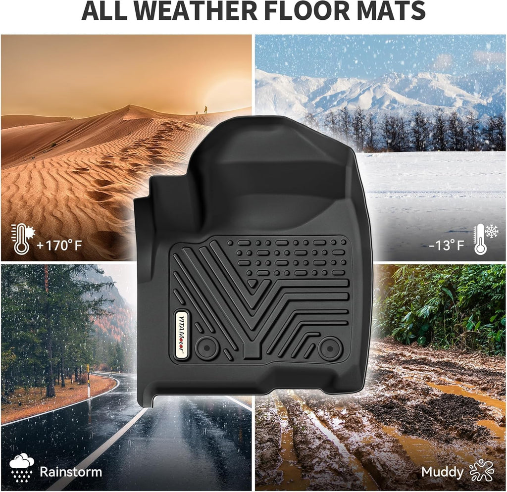 YITAMOTOR Floor Mats & Cargo Liner Compatible with Toyota Sienna 2021-2025 (Only for 7 Seat Without Spare Tire), TPE All Weather Car Liners 1st, 2nd and 3rd Row and Trunk Without Spare Tire, Black