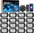 MICTUNING Q1 RGBW Rock Lights, 16 Pods Pure Color Underglow Neon Multicolor Lighting with Wiring Switch Kit, Bluetooth Controller, Remote Control, Music Mode for Trucks Car ATV UTV Golf Cart