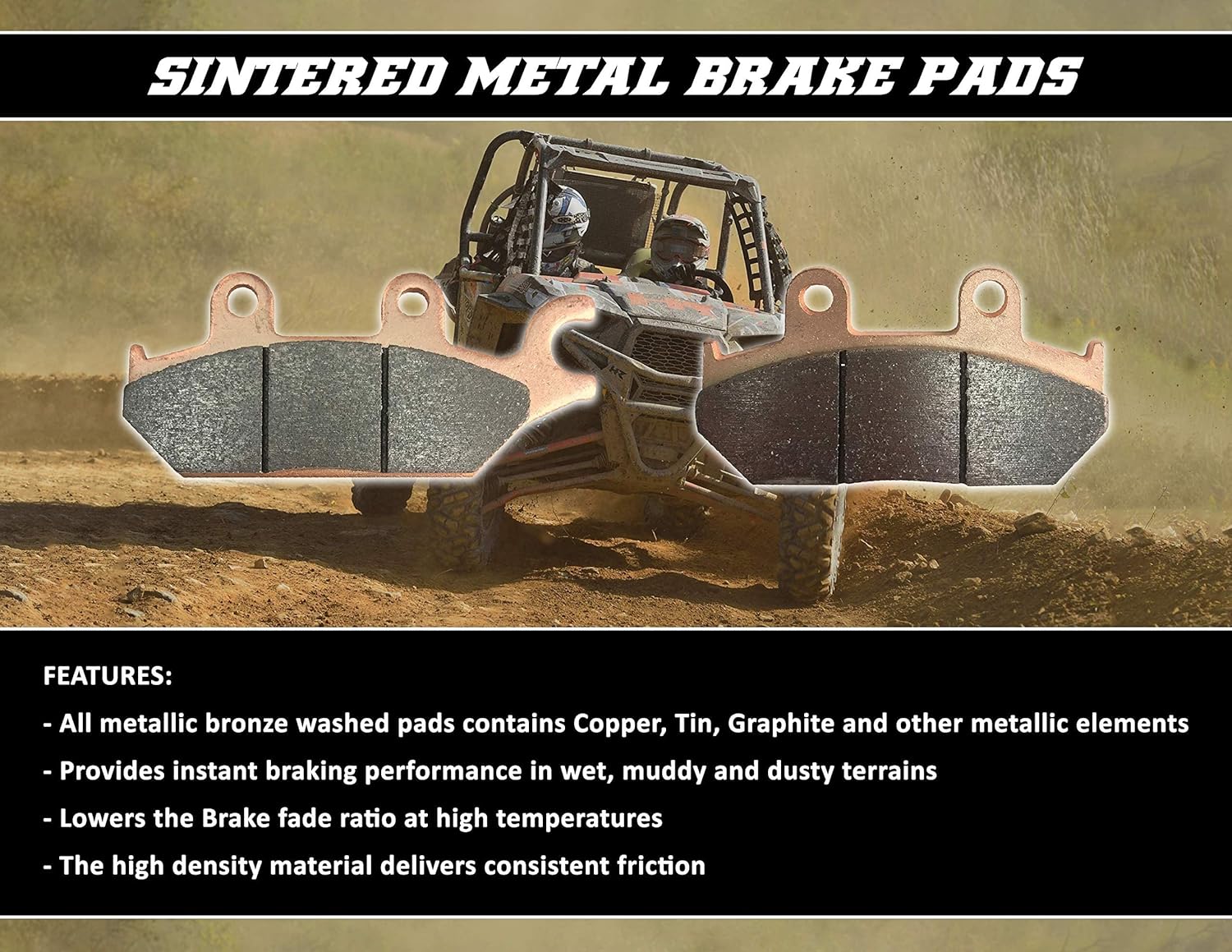Demon Powersports Rear Sintered Brake Pads (1985-86)(2002-03)(2005-06)(2008-15) Compatible with Honda/Yamaha/ArcticCat/SuzukiATC/Grizzly/Quadsport/Raptor/DVX/TRX, High Density Metallic Grip