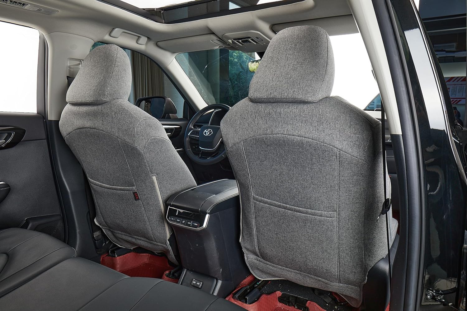coverdream Custom Fit Camry Car Seat Covers for 2025 Toyota Camry XLE,XSE,Full Coverage Polyester Seat Protector(Full Set,Gray)