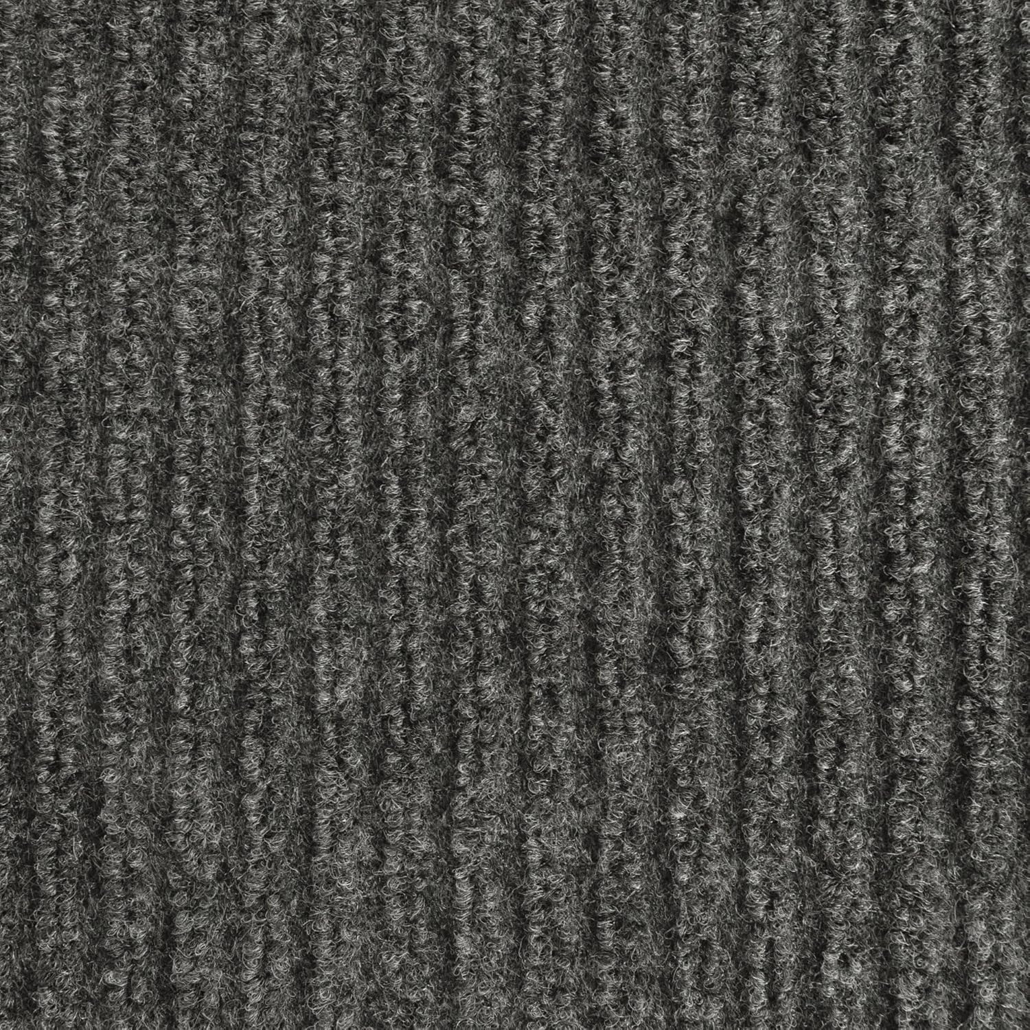 iCustomRug Spartan Weather Warrior Indoor/Outdoor Utility Ribbed Carpet Runner with Non-Slip Thermoplastic Rubber Backing, 3ft X 8ft in Charcoal