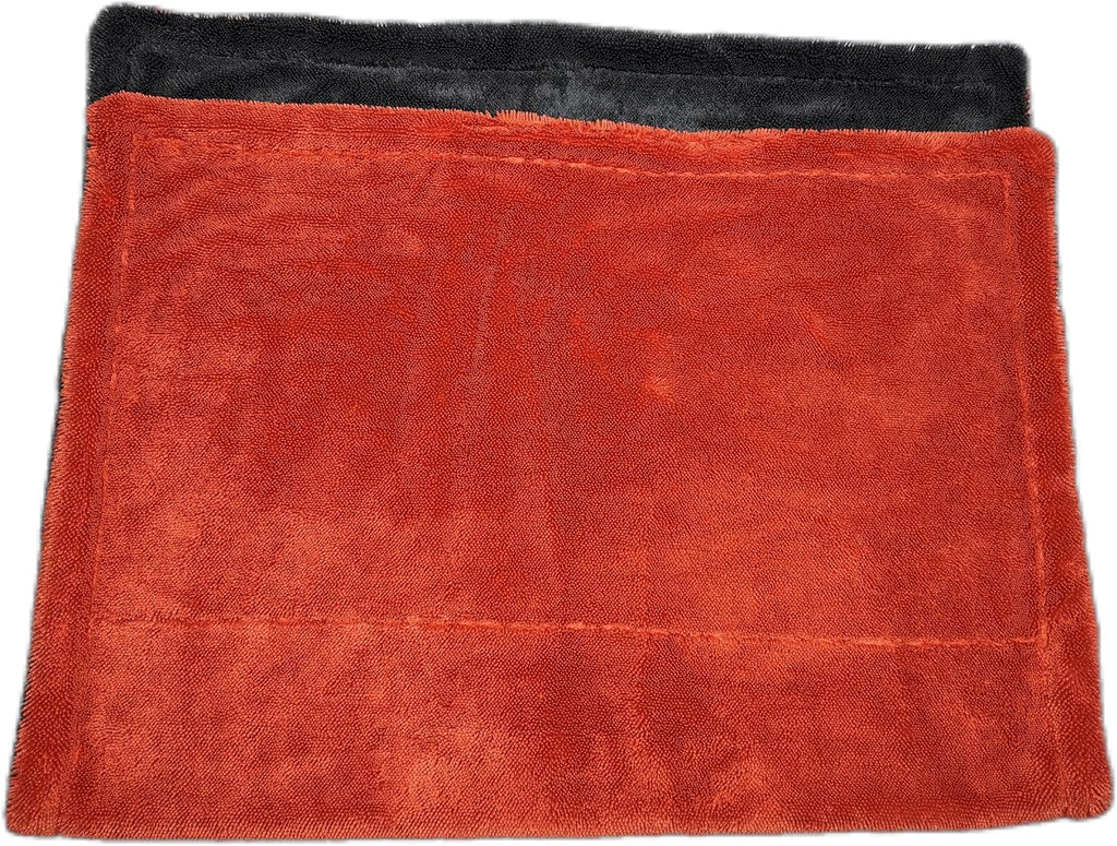 SOFTBATFY 1200 GSM 36" x 24"Dual Sided Microfiber Car Cleaning Drying Towel with Twist Pile, Super Absorbent, Scratch-Free, Machine Washable(Red-Grey)