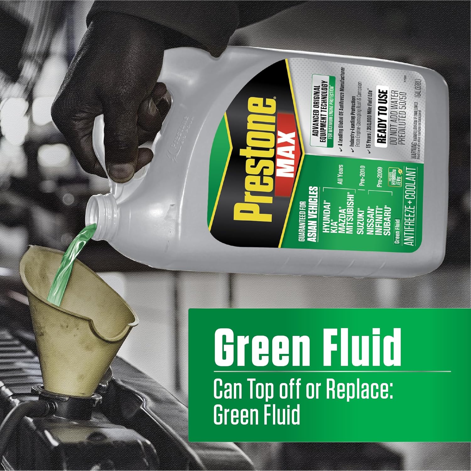 Prestone AF6610 MAX Asian Vehicles (Green) Anti-Freeze and Coolant, 1 Gallon, Pack of 6