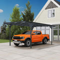 Real Relax 10×16ft Heavy Duty Carport, Pitched-Roof Polycarbonate Panel Canopy, Garage for Trucks, SUVs and Boats, All-Weather Outdoor Storage Car Port, Gray