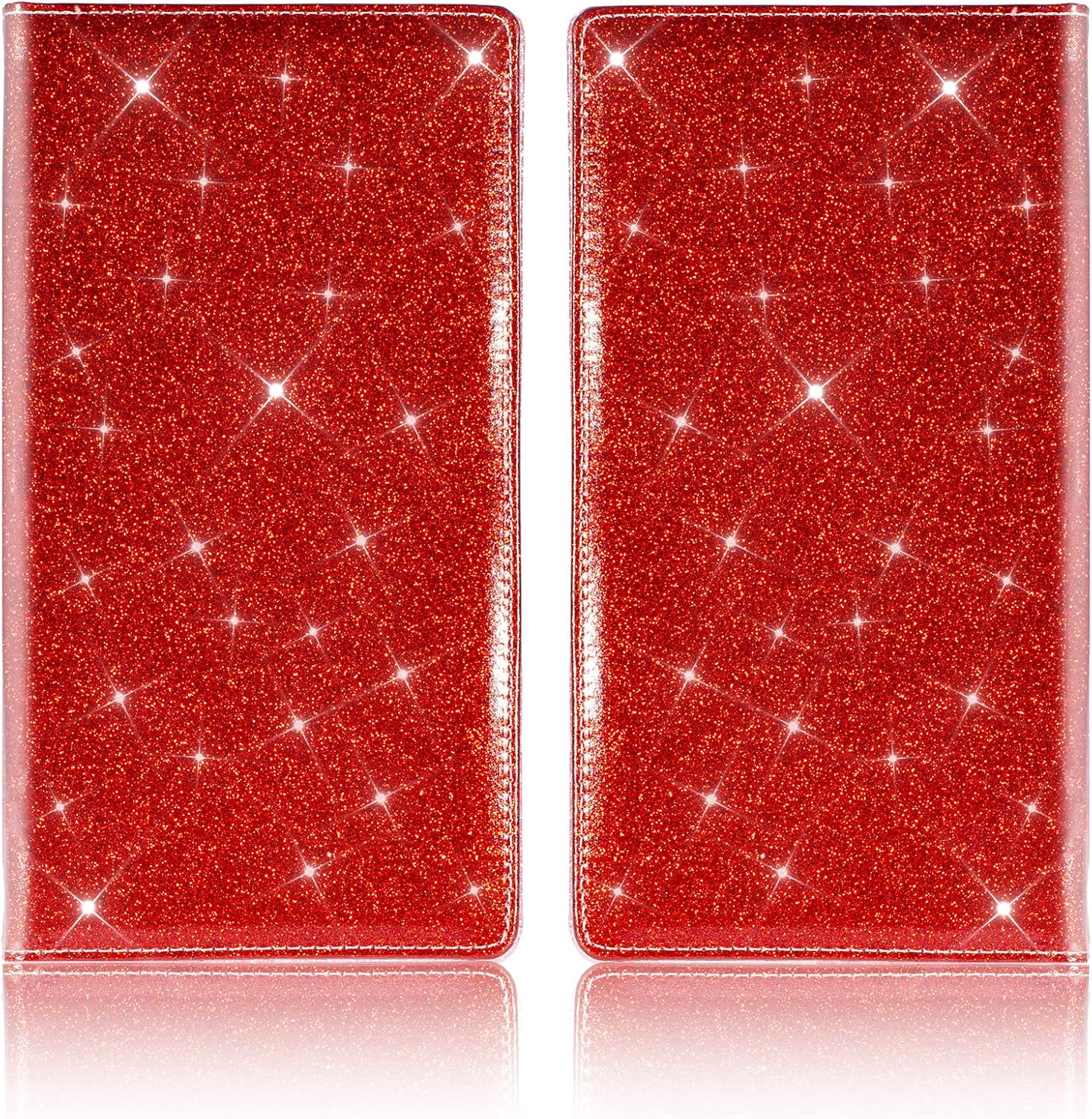TOURSUIT Car Registration and Insurance Card Holder, Vehicle License Document Glove Box Compartment Organizer, Interior Car Accessories for Women Men Teens (Glitter Red)
