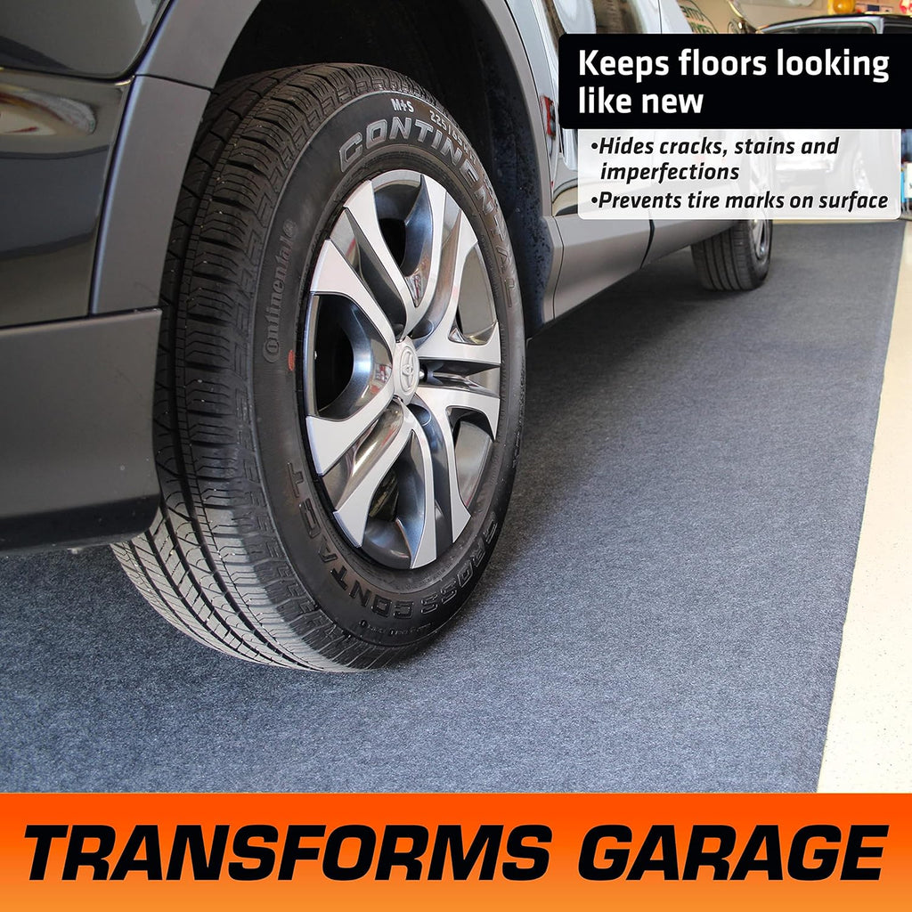 Armor All Premium Original Small Vehicle Garage Floor Mat, (8'4” x 7'4"), Protects Surfaces, Transforms Garage, Absorbent/Waterproof/Durable (Includes Double Sided Tape) (USA Made) (Charcoal)