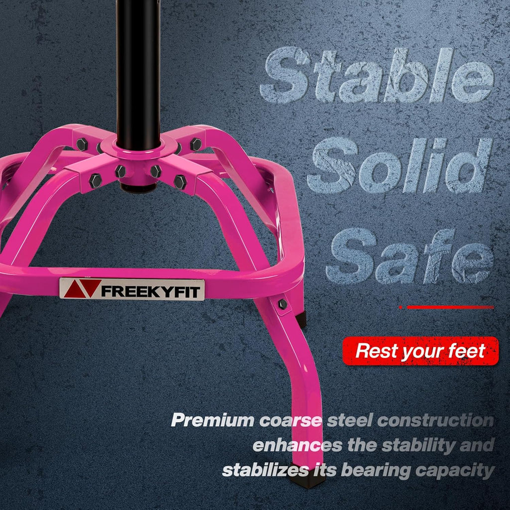Garage Stool, Adjustable Height Swivel Work Mechanic Shop Stool with Backrest, Pneumatic Shop Chair for Home, Workshop, 300 LBS Capacity, 360° Rotation, Heavy Duty, Pink