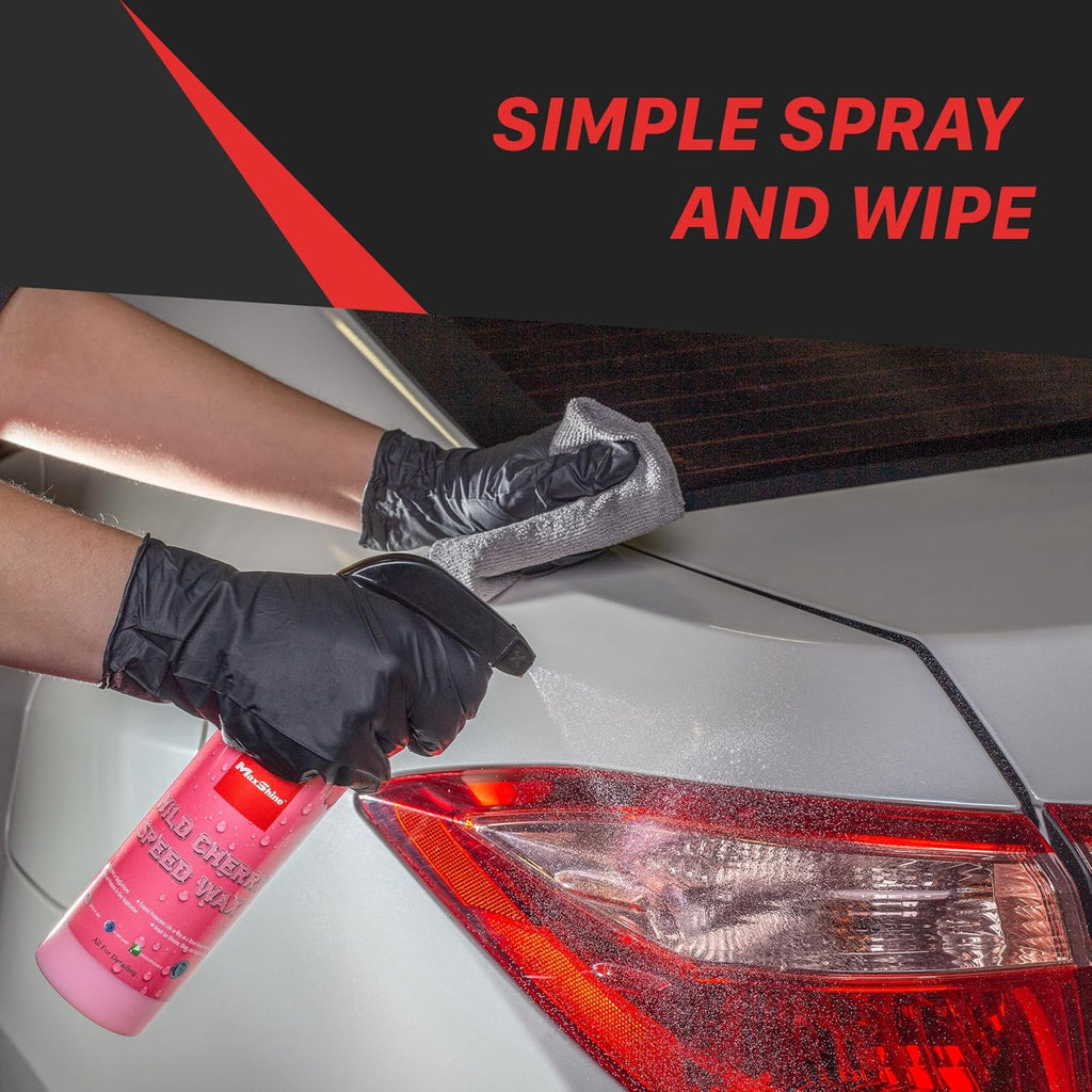 Maxshine Speed Wax, 16oz Spray, Wild Cherry, Carnauba Formula | Quick Polish, Deep Gloss, Stain Resistant | Fast Detailing Spray for Cars, Trucks, Motorcycles, Wet Look Finish