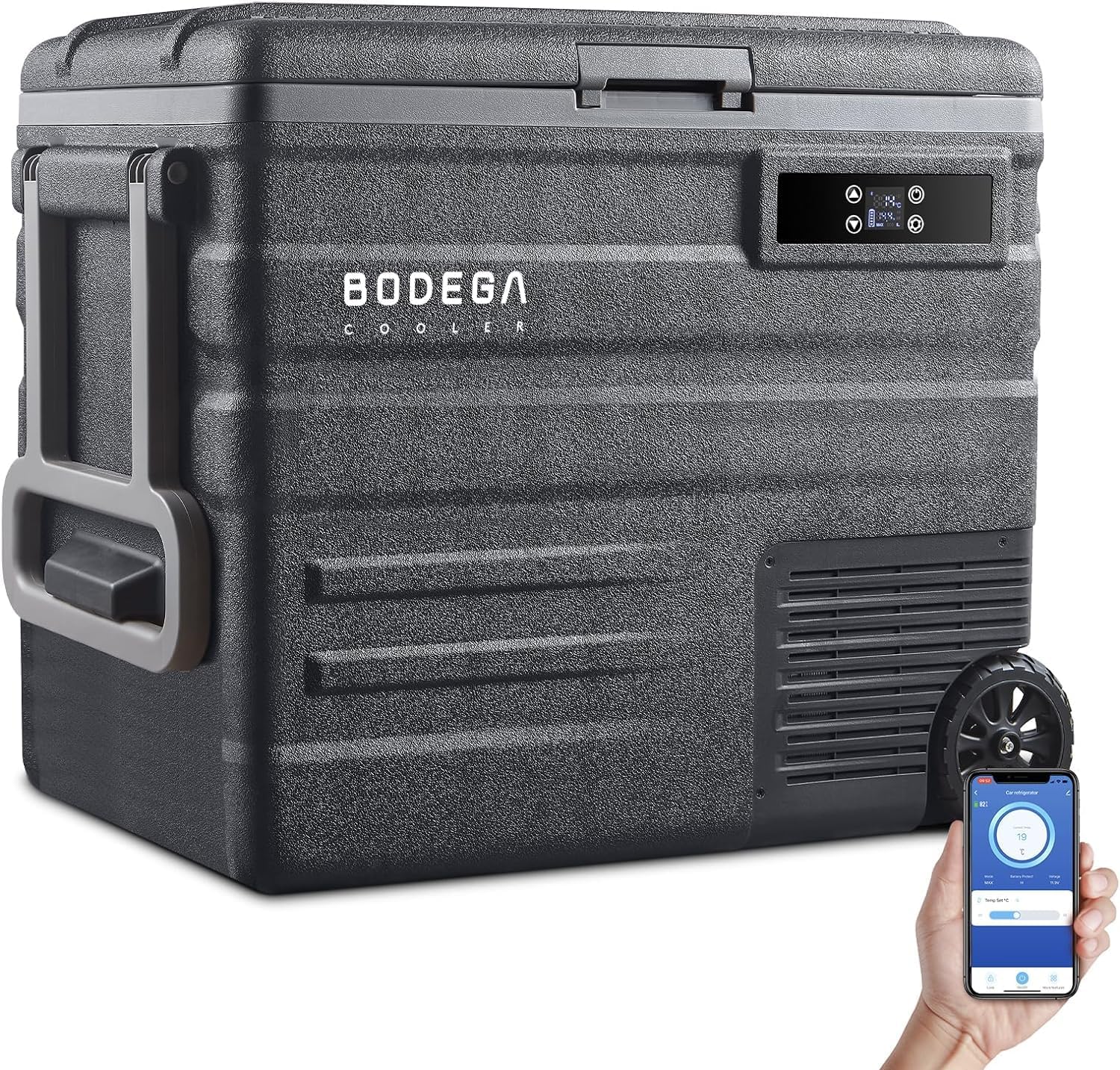 BODEGACOOLER 12 Volt Car Refrigerator,68Quart(65L) Camping Fridge,RV Portable Freezer Single Zone,with APP Control,-4℉-68℉ Car Cooler,12/24V DC and 100-240V AC,for Travel,Truck,Outdoor,Vehicles