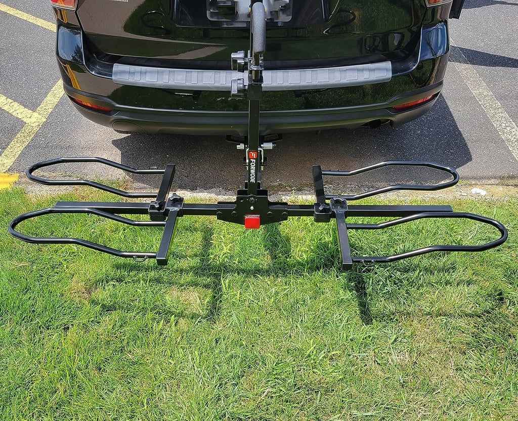 FORWODE Hitch Mount Bike Rack Fits 2 X 80 lbs Bicycle, Platform Bike Rack for Car SUV Truck, 2 Inch Receiver, Foldable Wobble Free, Locking Hitch,Fat and Standard