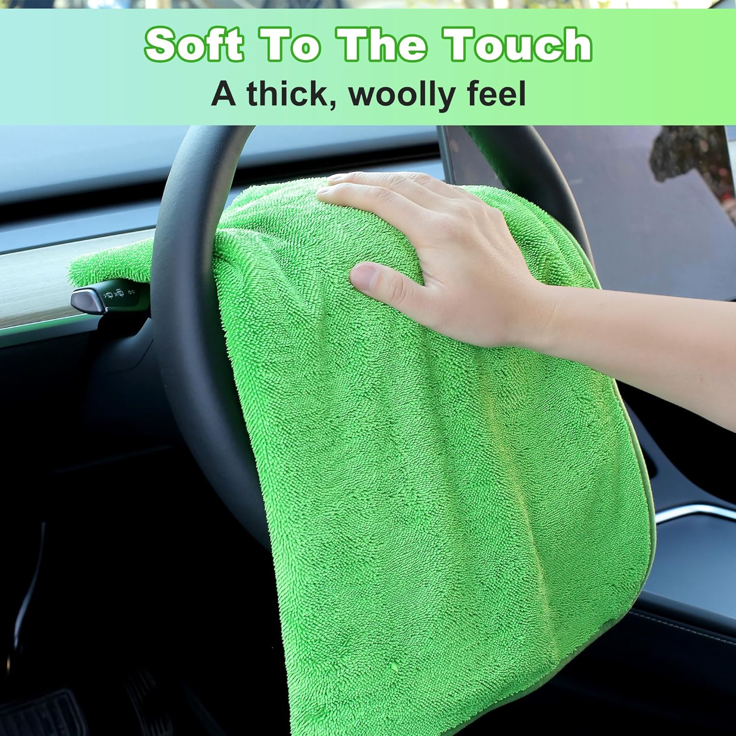 JOYMOOP Car Dry Towel, Quick Drying, Medium Size, Microfiber Cleaning Cloth, Green, 35.4 x 23.6 Inches, 2 Pack for Boates, RVs, SUVs, Trucks, Cars