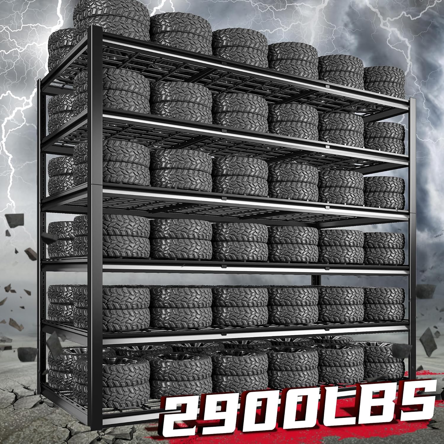 REIBII 60" W Garage Shelving, 2900LBS Storage Shelves, 6 Tier Heavy Duty Shelving, Adjustable Metal Shelving Units and Storage Rack for Warehouse, Pantry, Basement, 60" W x 84" Hx 24" D, 3 Pack