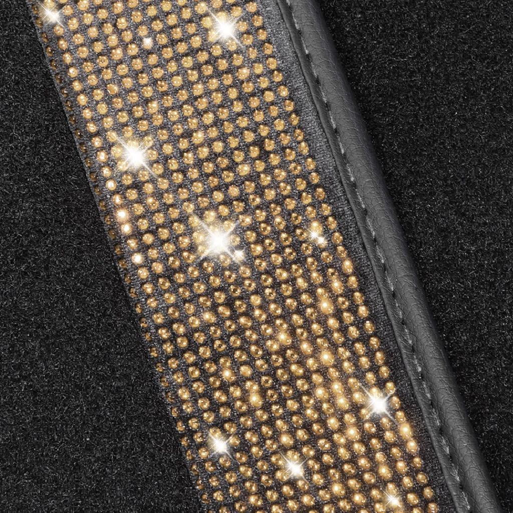 NBTEPEM Gold Bling Car Floor Mats Full Set, Universal Fit Most Cars,SUV, Trucks, 4 pcs Sparkle Glitter Diamond Carpet for Women Girls with Anti-Slip Pad (Gold Diamond)
