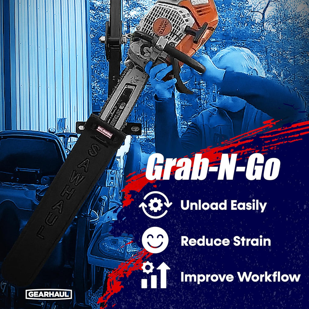 SawHaul Snap-Lok Universal Chainsaw Carrier Kit for Tractors and Skid Steers – 28 Inch Black Scabbard with Rotating Mount – Compatible with All Chainsaw Brands – Made in USA