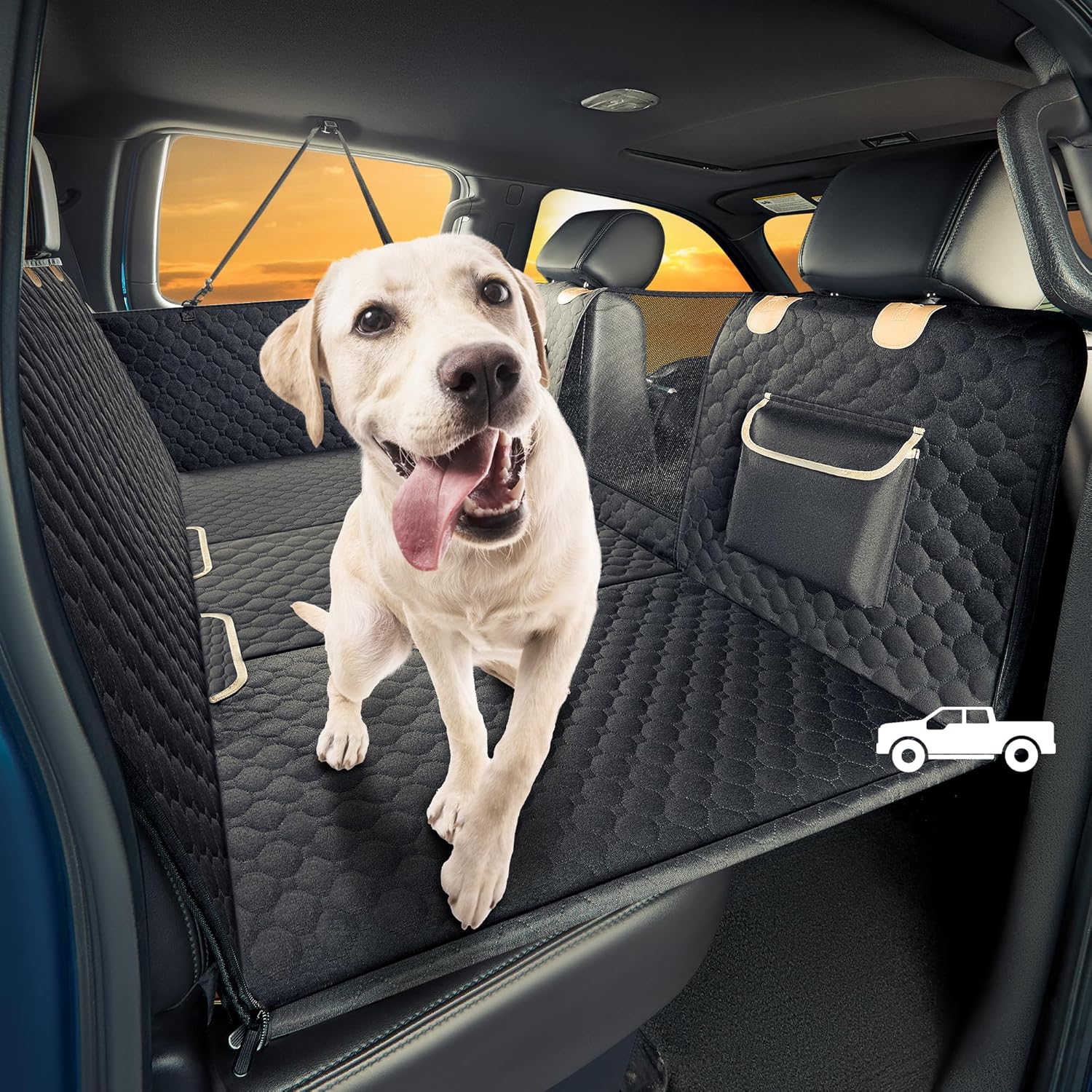 XL Truck Back Seat Extender for Dogs, Hard Bottom Dog Car Seat Cover for Back Seat, Heavy Duty Dog Hammock for Aggressive Chewers, Waterproof Pet Seat Covers for Trucks, F150, Ram1500, Large SUV