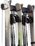 Wall Mounted Horizontal Rack for Storage of Skis and Poles-Heavy Duty Weatherproof Nonslip Garage Wall Organizer for Carrying Snowboard, Hockey Sticks, Skates, Helmets (Large, 2 Ski Sets)