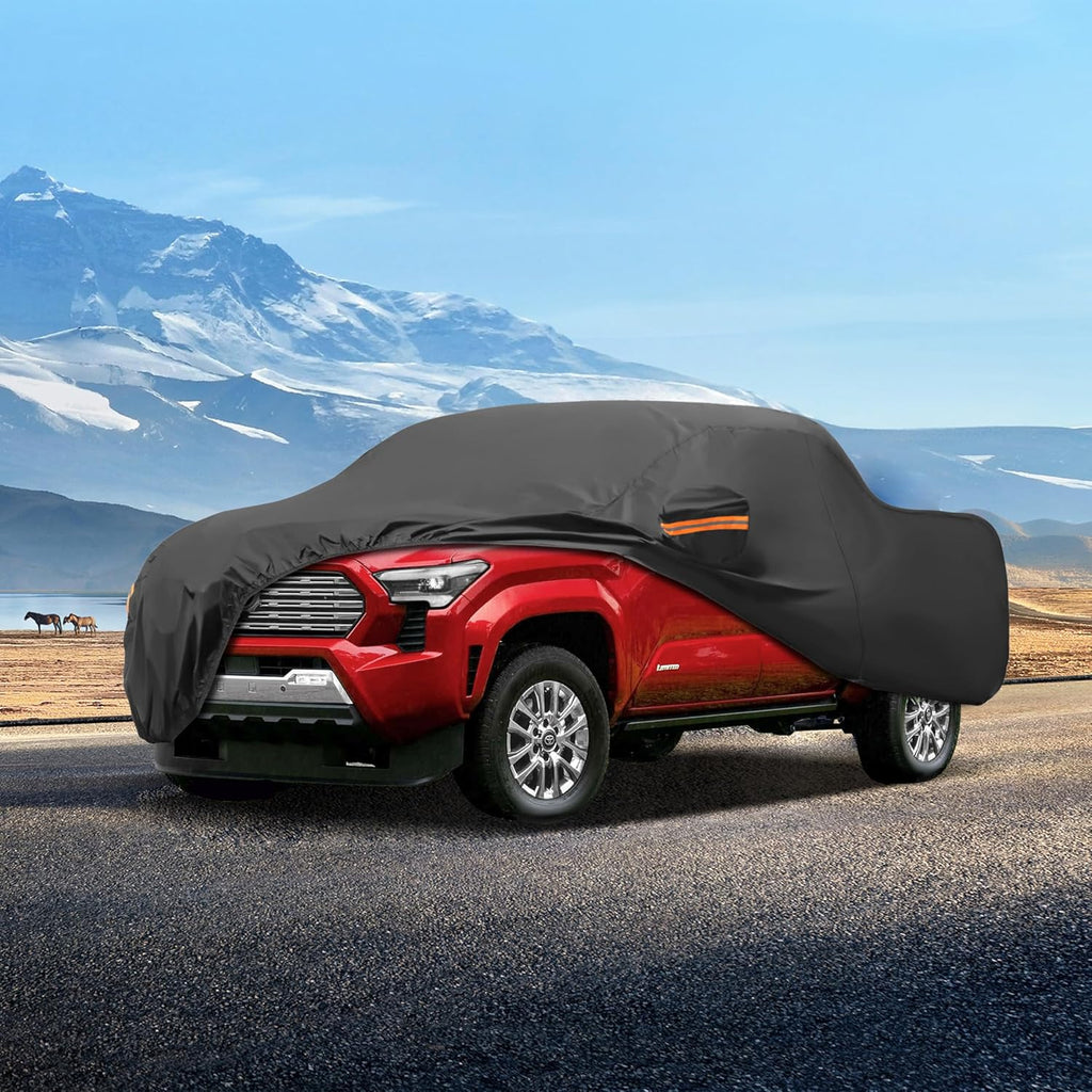 MORNYRAY Compatible with Toyota Tacoma,Car Cover Outdoor Waterproof Sun Rain Snow Hail Protection with Driver Door Zipper (Black, Custom Fit Toyota Tacoma)