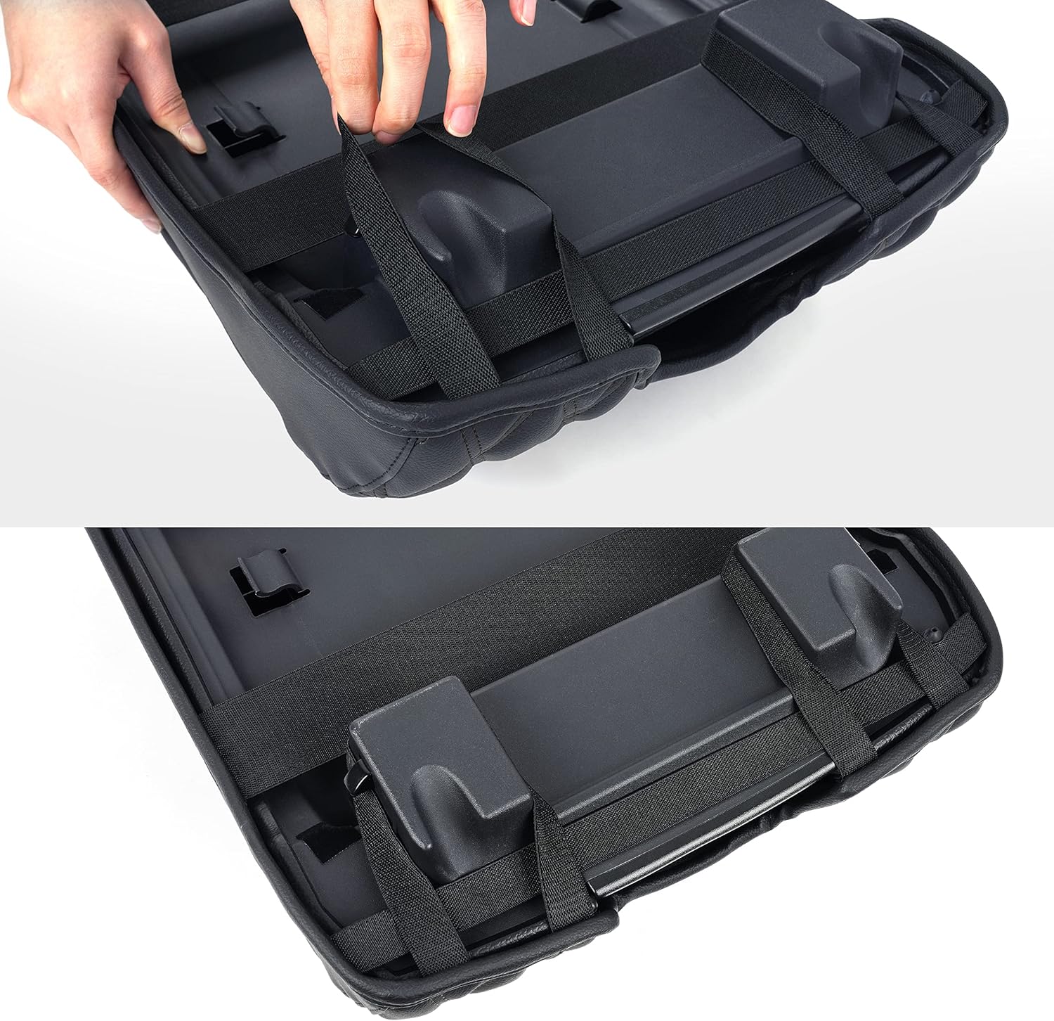 KMMOTORS F150 Center Console Cover, Thick Armrest Cushion, Interior Accessories, Funda para consola de coche, Vegan Leather, Armrest Protector (2015~2020, Full Cover), F150 Accessories