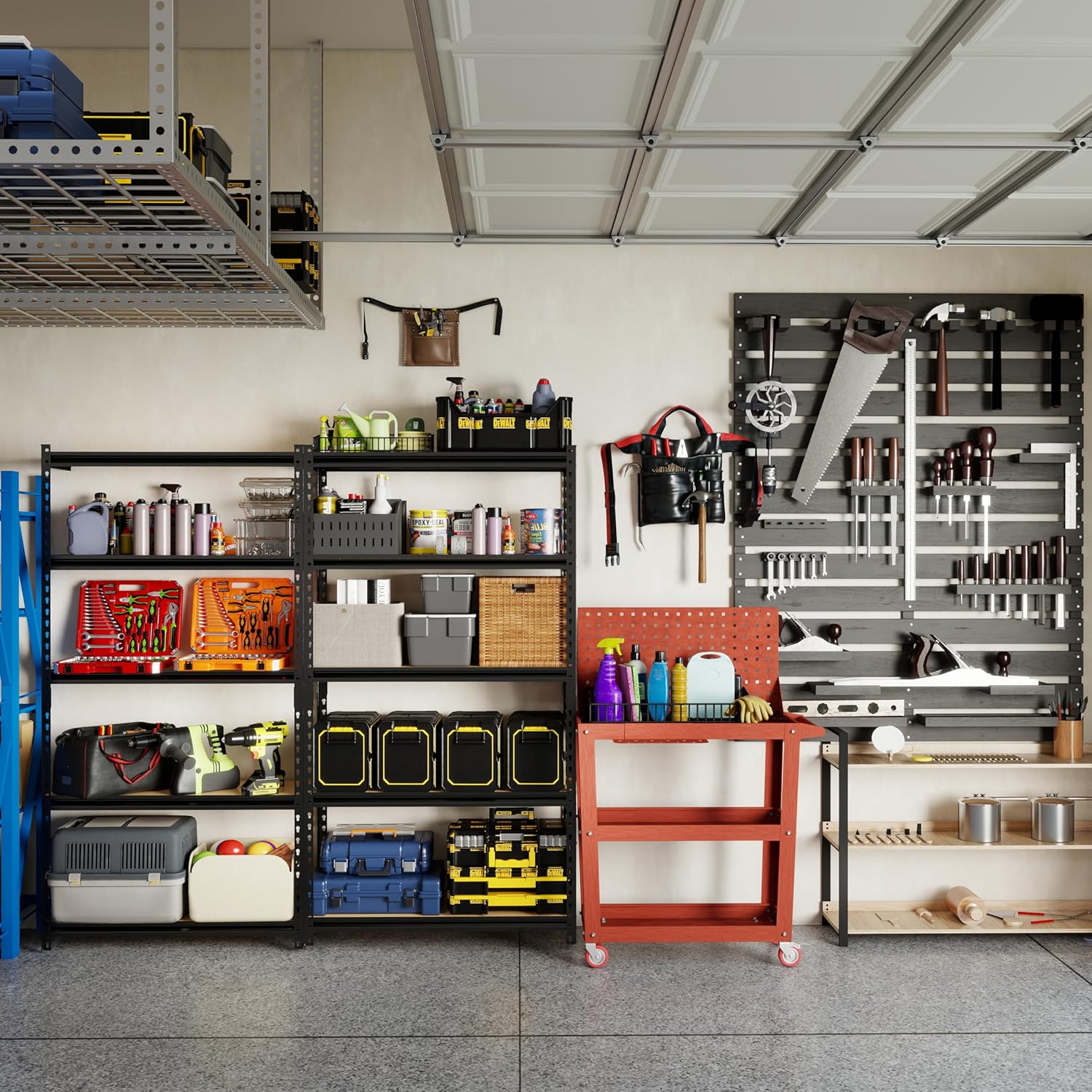 2000LBS Storage Shelves 5 Tier Garage Shelving Heavy Duty, Adjustable Metal Shelving Unit, Garage Shelves for Basement, Warehouse, Pantry, 72" H x 35.8" W x 15.8" D, Black