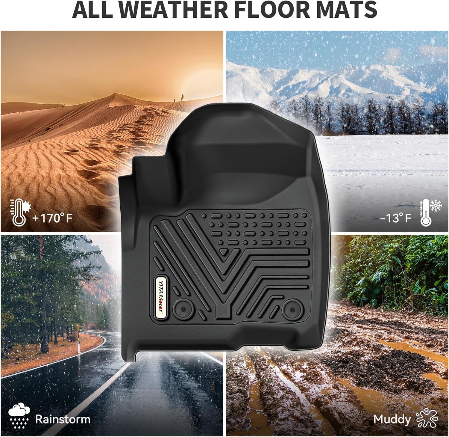 YITAMOTOR Floor Mats Set Fits for Chevrolet Equinox 2018-2024, Custom Fit Front & 2nd Seat Cargo Liner Set - Black TPE All-Weather Guard