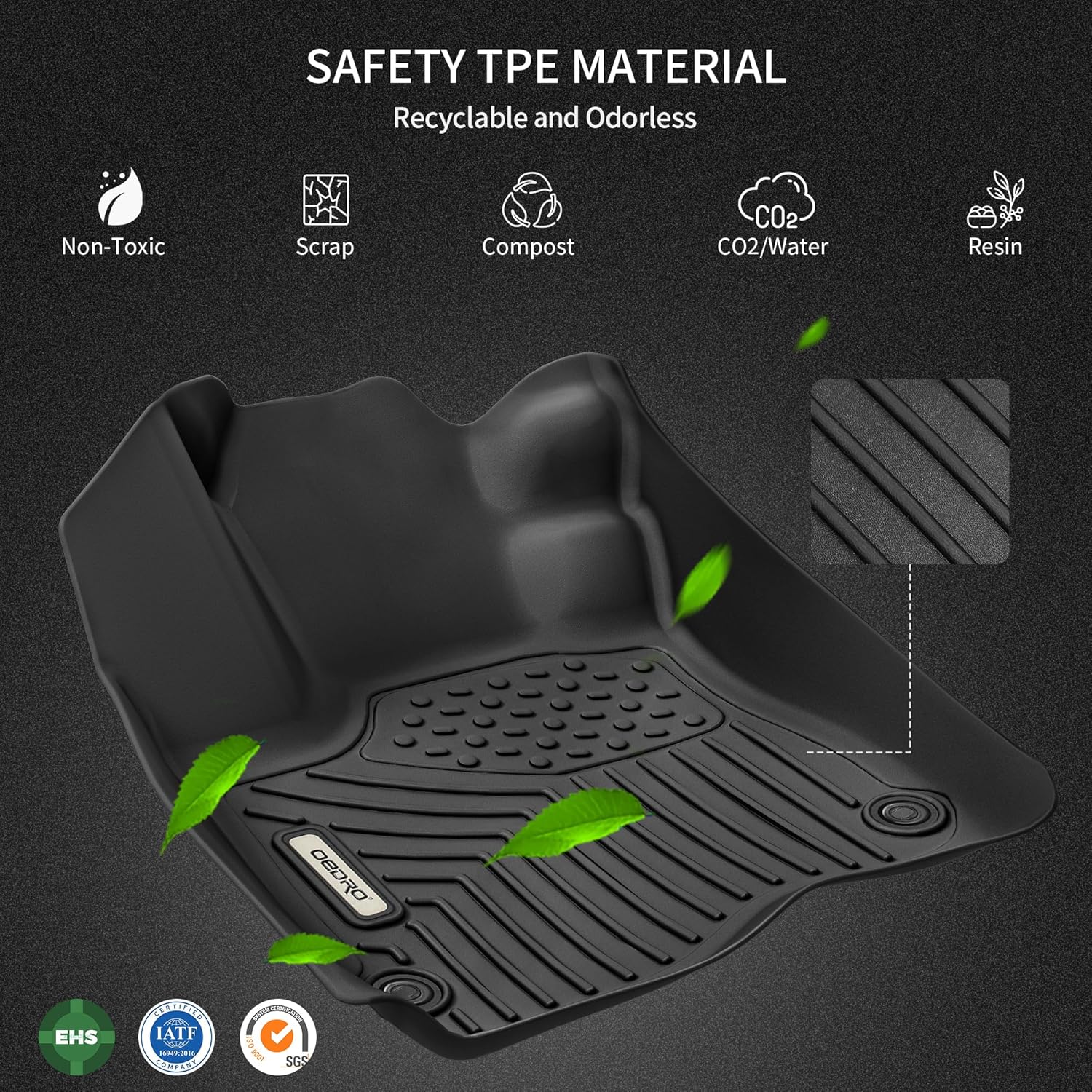 OEDRO Floor Mats Fits for Honda CR-V 2023-2026(Include Hybrid), Custom Fit TPE All-Weather Floor Liners, Includes 1st and 2nd Row Full Set Liners, Black