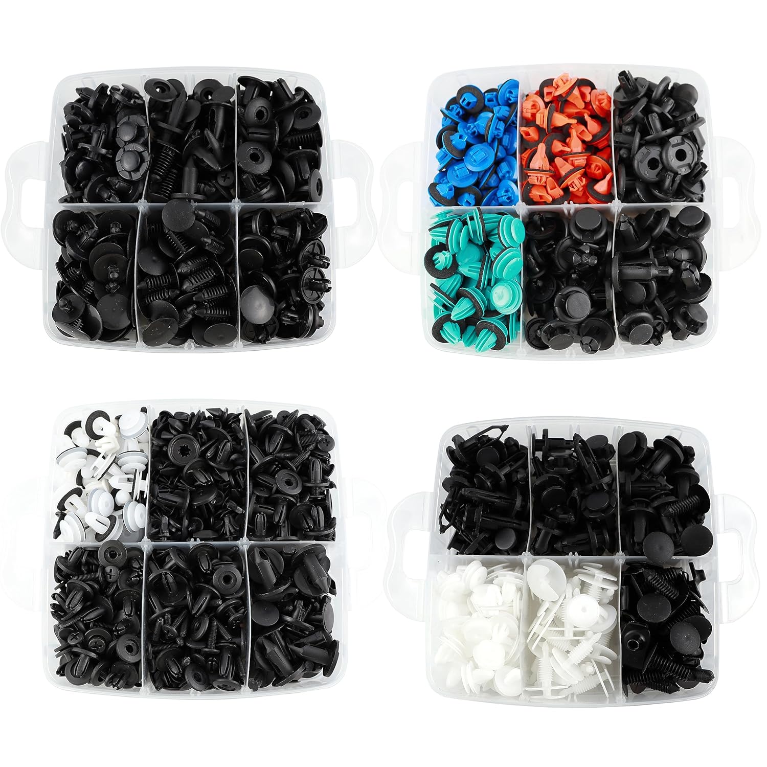 Ford GM Toyota Honda Chrysler Nissan Car Push Retainer Clips 1045pcs with 30 Popular Push Pins for Auto Parts Sizes - Includes 10 Cable Ties and Red Fastener Remover