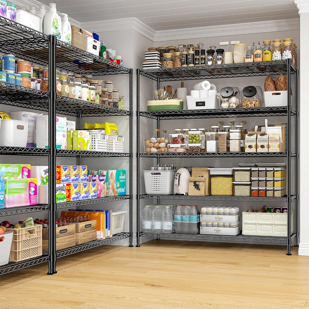 45 "W Storage Shelves 5 Tier Wire Shelving Unit Adjustable Metal Shelving Wire Shelf Pantry Shelves Wire Commercial Rack for Closet Kitchen Pantry Utility Room Garage 45" Wx 13.5" Dx70.5 H Black