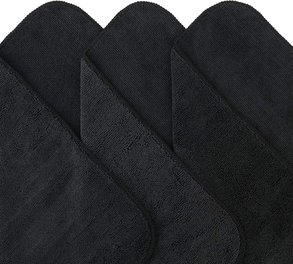 POLYTE Premium Microfiber Cleaning Towel,16 x 16 in, 12 Pack (Black)