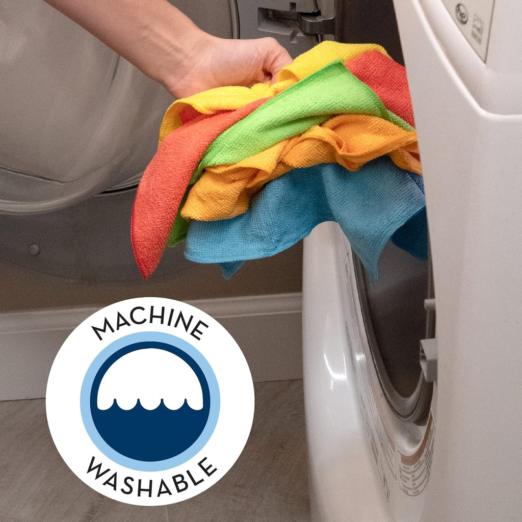 S&T INC. 150 Pack Microfiber Cleaning Cloth, Bulk Towels for Home, Reusable Microfiber Towels for Cars, Cleaning Rags, Assorted, 11.5 Inches x 11.5 Inches, 150 Count