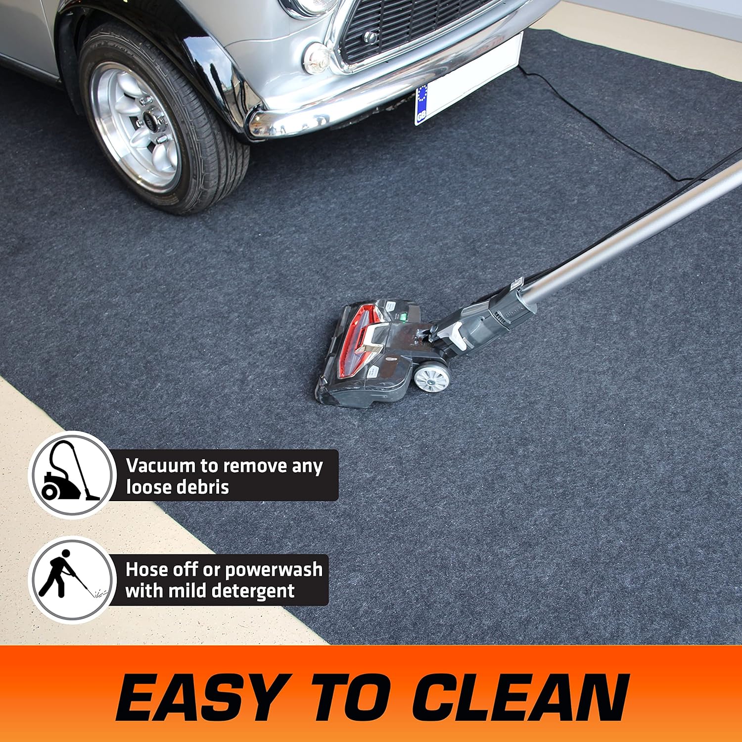 Armor All Original XL Garage Floor Mat, (22' x 8'10"), (Includes Double Sided Tape), Protects Surfaces, Transforms Garage - Absorbent/Waterproof/Durable (USA Made) (Charcoal)
