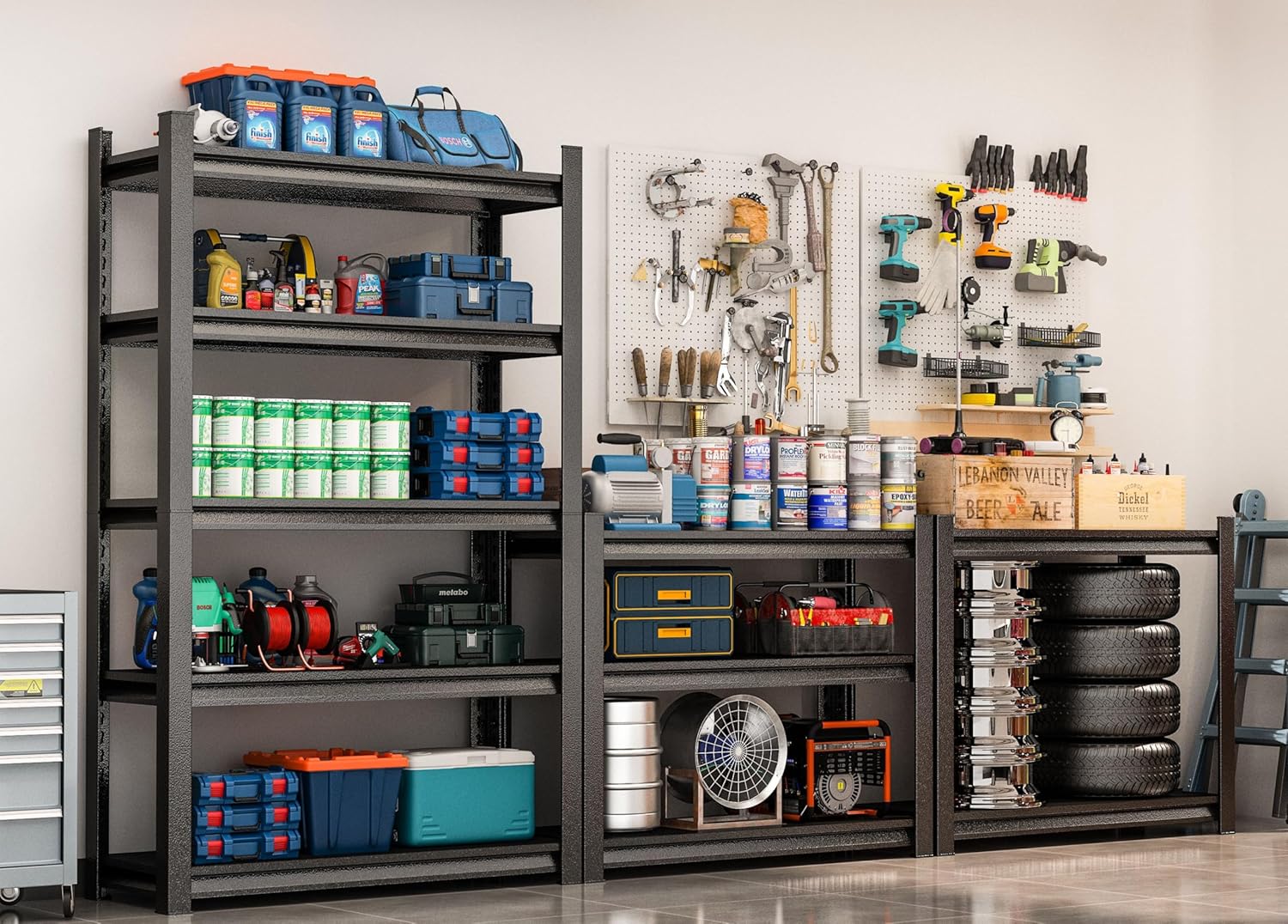 72" H Metal Garage Shelving Unit 3500LBS Metal Storage Shelves 5 Tier Adjustable Shelving Unit Garage Shelves for Kitchen Warehouse Pantry Basement, 71.2" H x 39.4" W x 13.8" D, Black