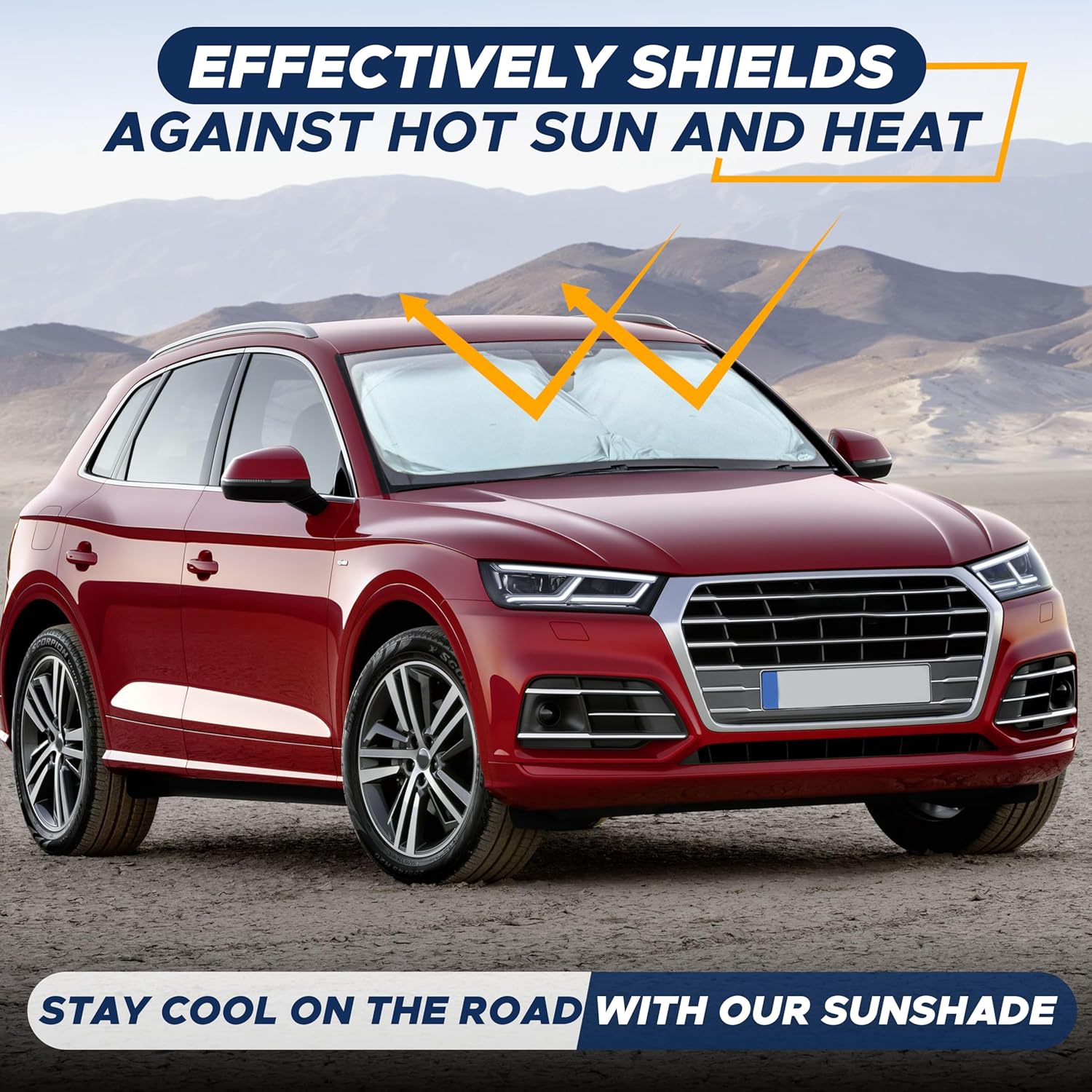 EcoNour Foldable Car Windshield Sunshade | Sun Shade for Car Windows Blocks UV Rays and Keeps The Heat Out | Foldable Essential Accessory for Enhanced Comfort XXX-Large (70 x 42 inches)