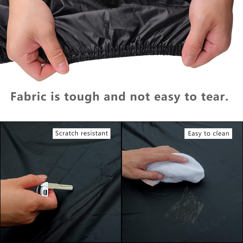 MORNYRAY Waterproof Car Cover All Weather Snowproof UV Protection Windproof Outdoor Full Truck Cover, Universal Fit for (All Black, Fit Truck Length 230-242 inch)