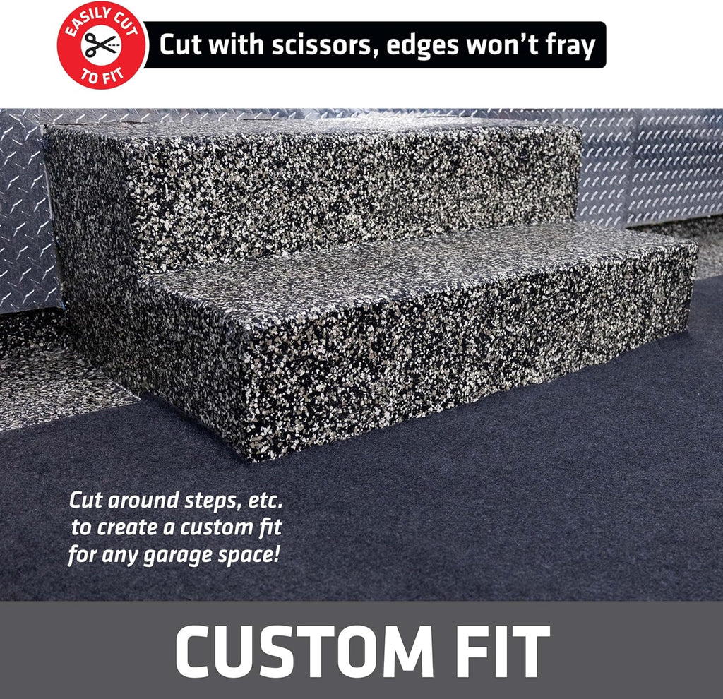 Drymate Garage Floor Runner Mat, (18' x 2'6"), Protects Surfaces, Absorbent, Waterproof, Slip-Resistant, Quick Dry Carpet Fabric, Trimmable & Washable (USA Made) (Charcoal)