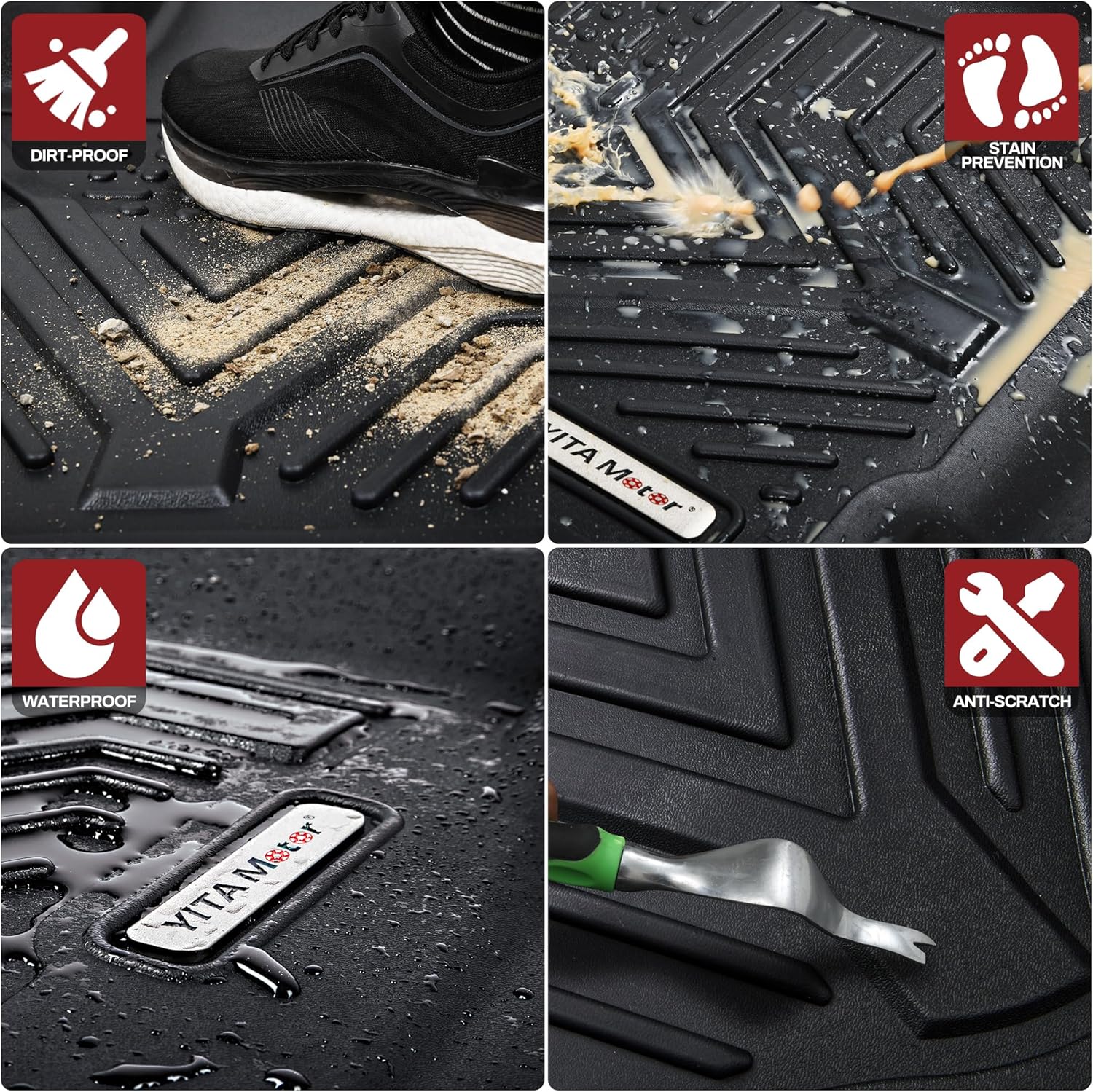 YITAMOTOR Floor Mats Compatible with 2021-2025 Ford Bronco Sport, All Weather Protection Custom Fit Black 2 Row Floor Mats Liner Set
